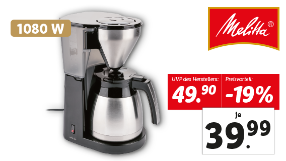 Melitta® Kaffeemaschine „Therm Steel“