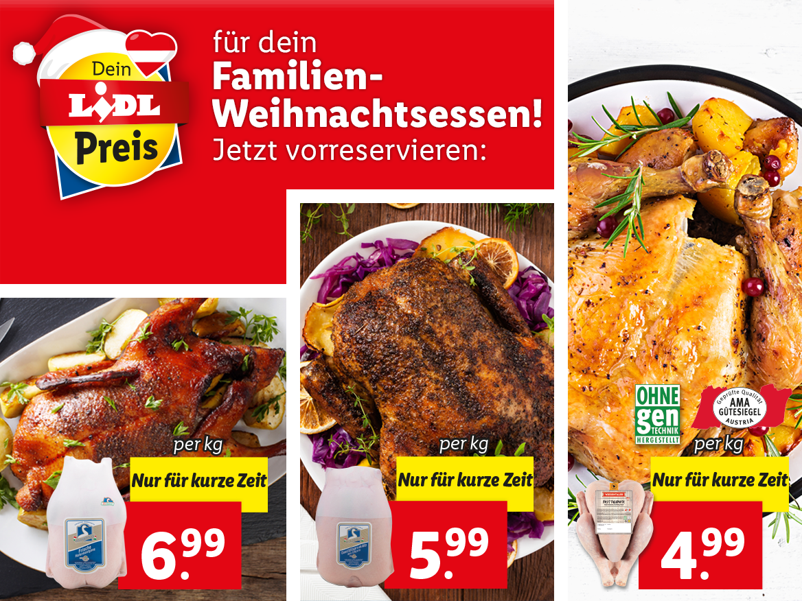 Familien-Weihnachtsessen vorreservieren