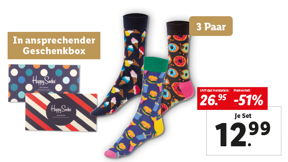 Happy Socks® Erwachsenen Socken, 3 Paar