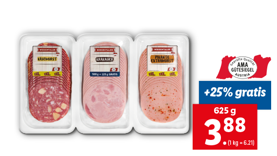 3-fach Aufschnitt 500 g + 125 g gratis