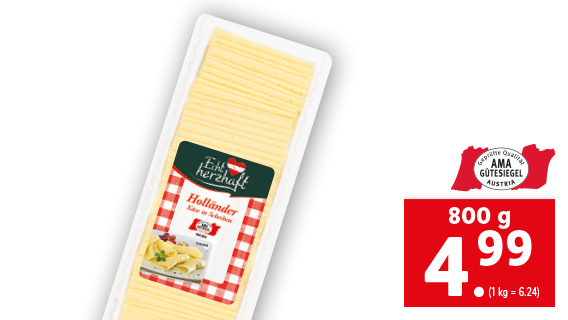 Käse nach Holländer Art in Scheiben