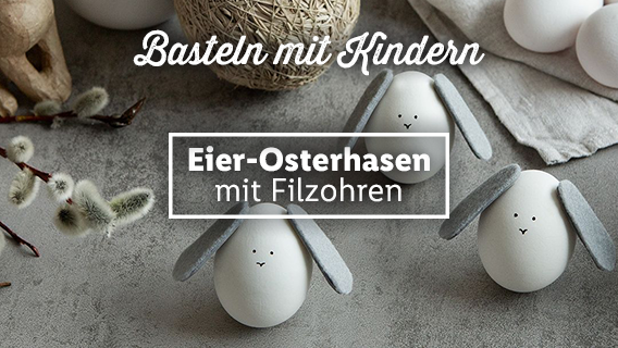 Eier-Osterhasen mit Filzohren
