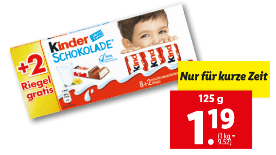 Kinder Schokolade 8er + 2 gratis