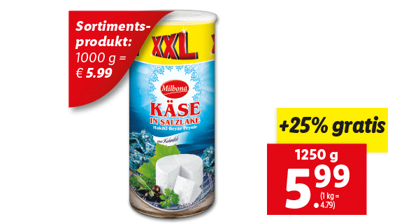 Käse in Salzlake 1000 g + 250 g gratis