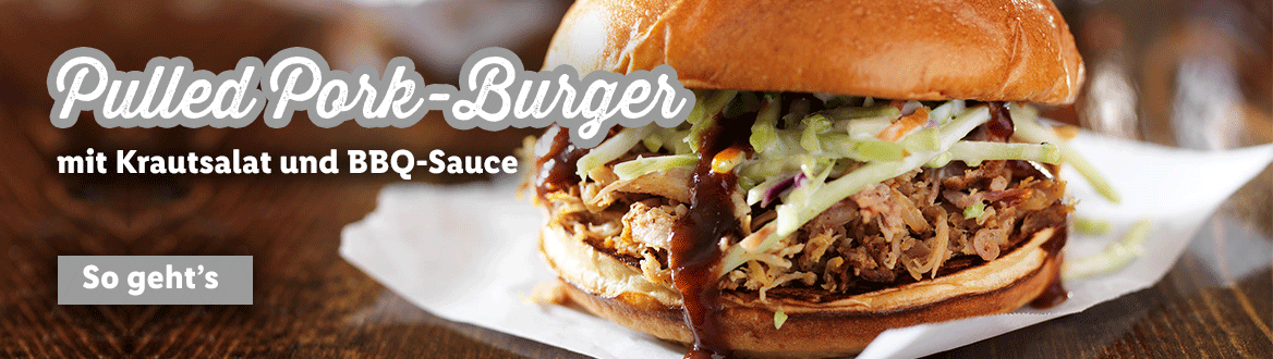 Pulled Pork-Burger mit Krautsalat und BBQ-Sauce