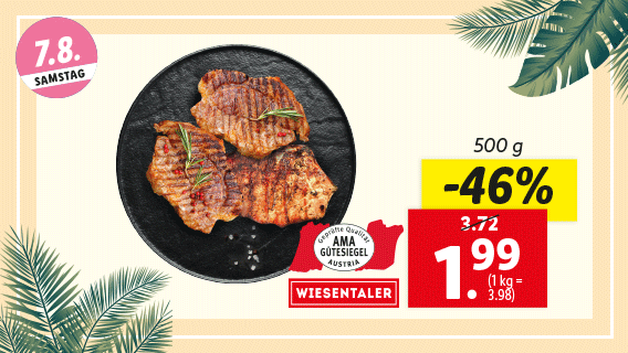 Frische Karree- oder Schopfsteaks mariniert