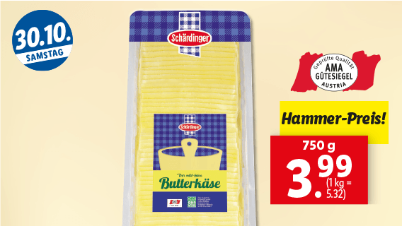 Schärdinger Butterkäse in Scheiben