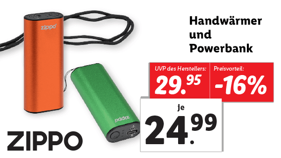 Zippo Handwärmer und Powerbank 