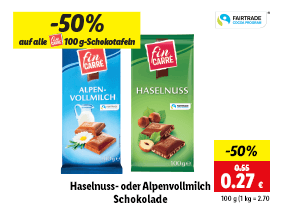 Haselnuss- oder Alpenvollmilch Schokolade