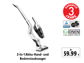 2-in-1 Akku-Hand- und Bodenstaubsauger 