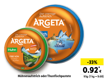  Argeta Hühneraufstrich oder Thunfischpastete 