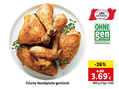 Frische Hendlplatte gemischt