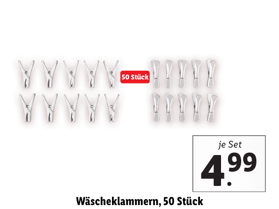 Wäscheklammern, 50 Stück