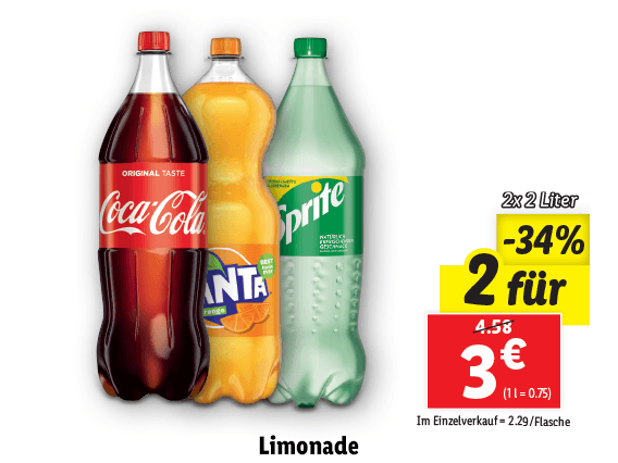  Coca Cola/Fanta/Sprite Limonade 