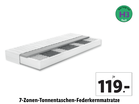  7-Zonen-Tonnentaschen-Federkernmatratze 