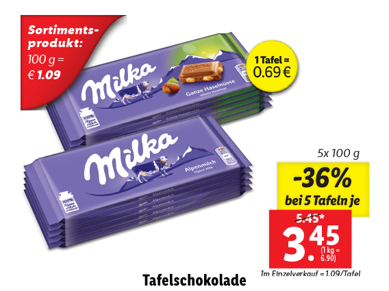 Milka Tafelschokolade 