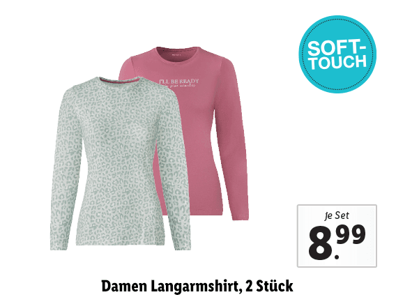  Damen Langarmshirt, 2 Stück 1 