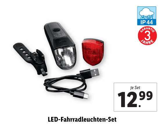  LED-Fahrradleuchten-Set 