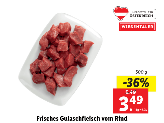  Frisches Gulaschfleisch vom Rind 