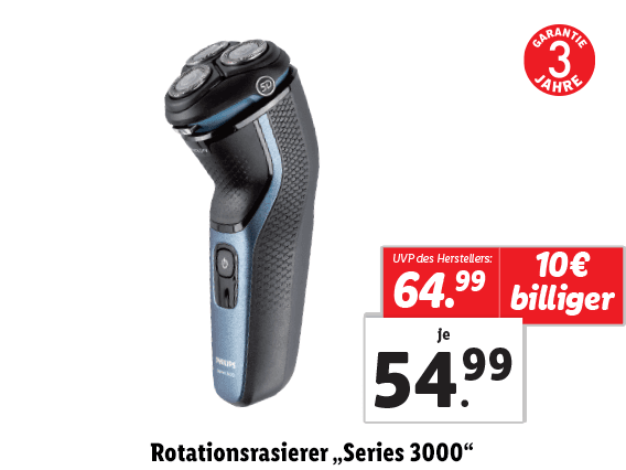  Philips Rotationsrasierer „Series 3000“ 