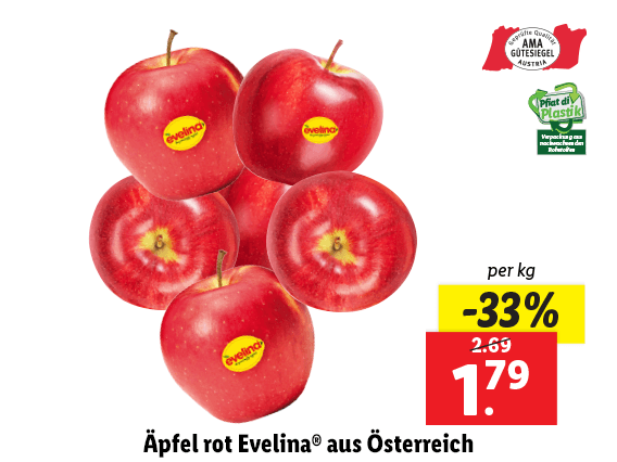 Äpfel rot Evelina® aus Österreich 