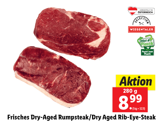 Frisches Dry Aged Rumpsteak/Dry Aged Rib-Eye-Steak 