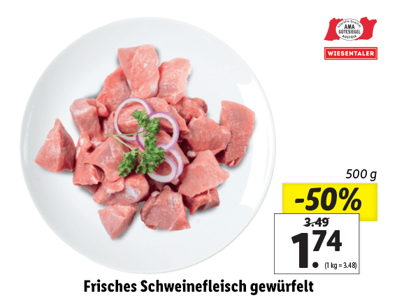 Frisches Schweinefleisch gewürfelt 