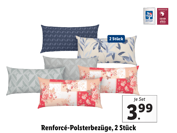 Renforcé-Polsterbezüge, 2 Stück 