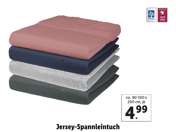 Jersey-Spannleintuch, ca. 90-100 x 200 cm 