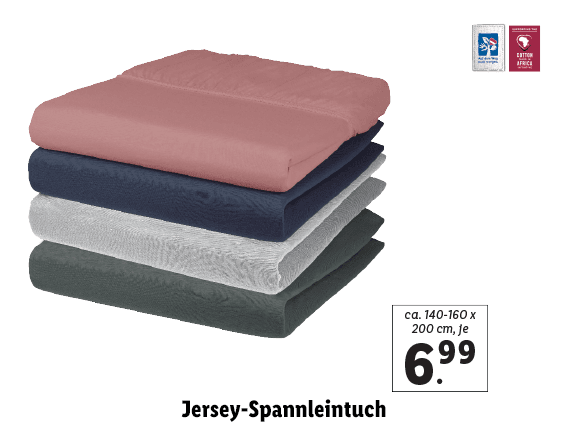 Jersey-Spannleintuch, ca. 140-160 x 200 cm 