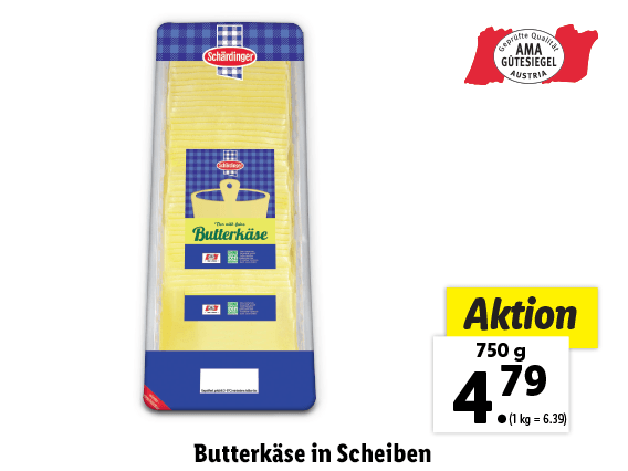 Schärdinger Butterkäse in Scheiben 