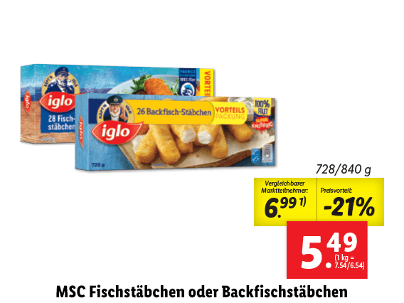 Iglo MSC Fischstäbchen oder Backfischstäbchen