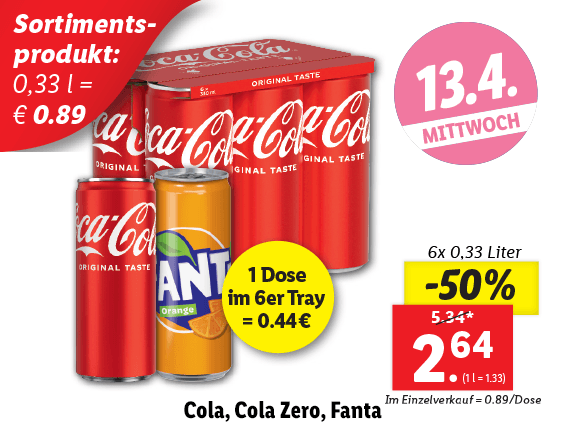 Coca-Cola Cola, Cola Zero, Fanta 