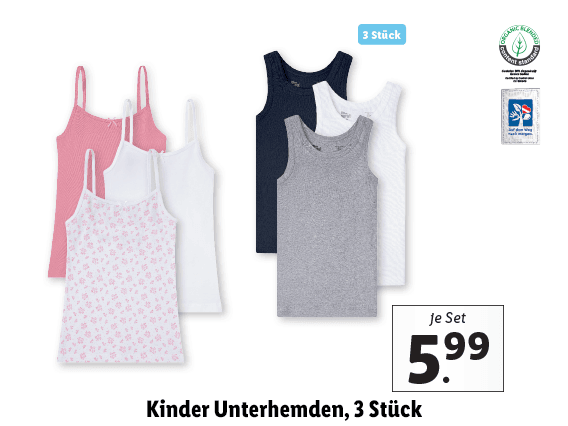 Kinder Unterhemden, 3 Stück