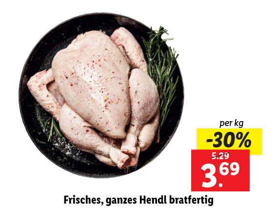 Frisches, ganzes Hendl bratfertig 
