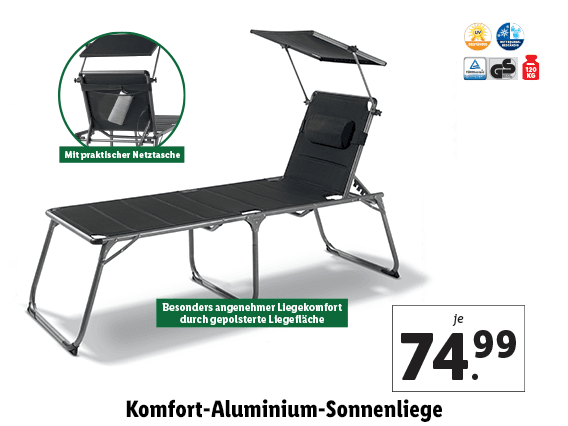 Komfort-Aluminium-Sonnenliege 