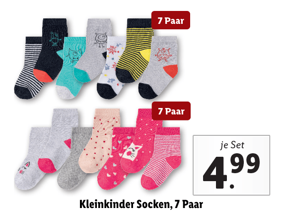 Kleinkinder Socken, 7 Paar