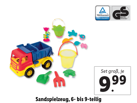 Sandspielzeug, 6- bis 9-teilig, Set groß 