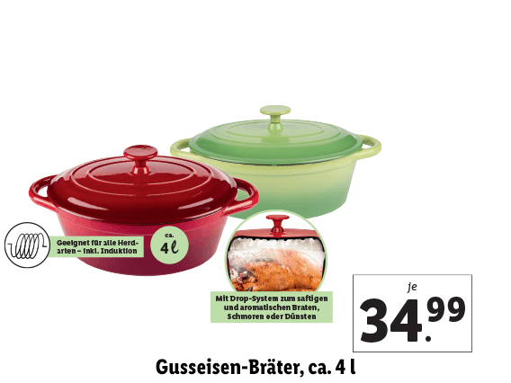 Gusseisen-Bräter, ca. 4 l 