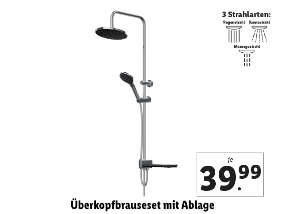 Überkopfbrauseset mit Ablage 