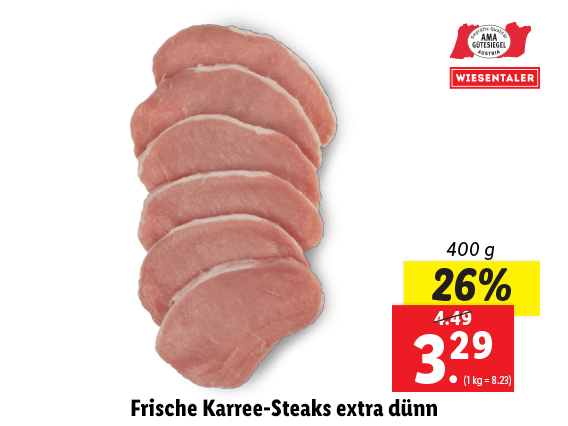 Frische Karree-Steaks extra dünn 
