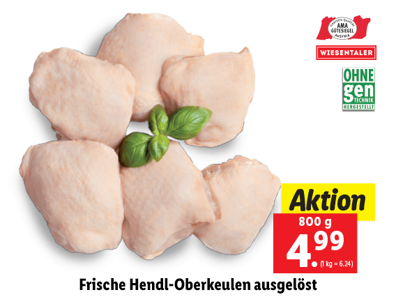 Frische Hendl-Oberkeulen ausgelöst 