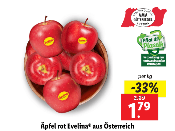 Äpfel rot Evelina aus Österreich 