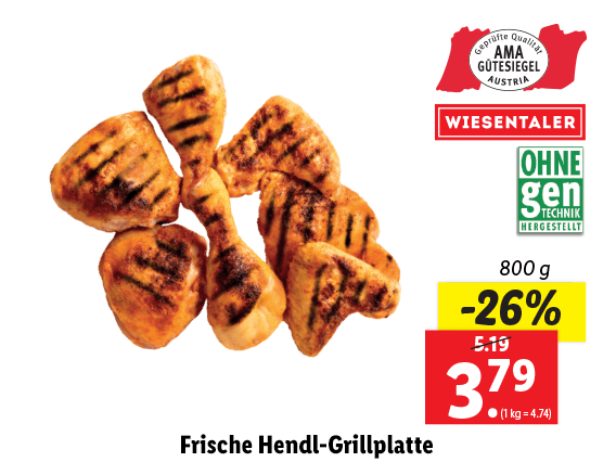 Frische Hendl-Grillplatte