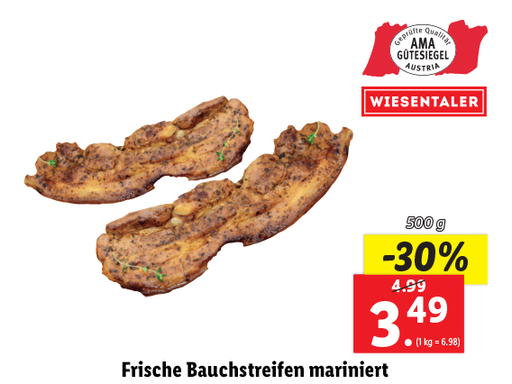 Frische Bauchstreifen mariniert 