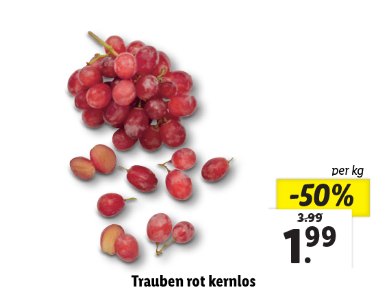 Trauben rot kernlos