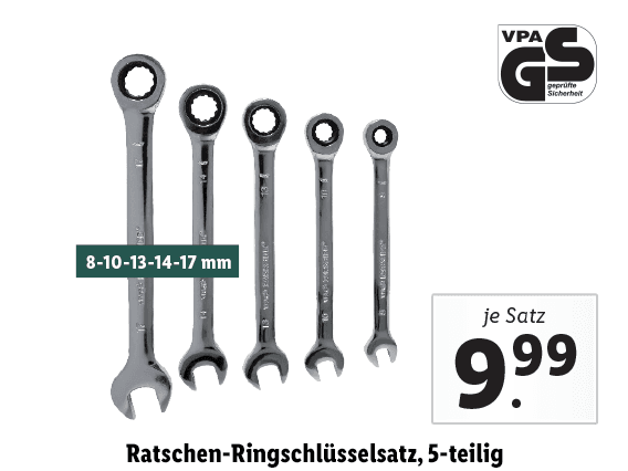 Ratschen-Ringschlüsselsatz, 5-teilig 