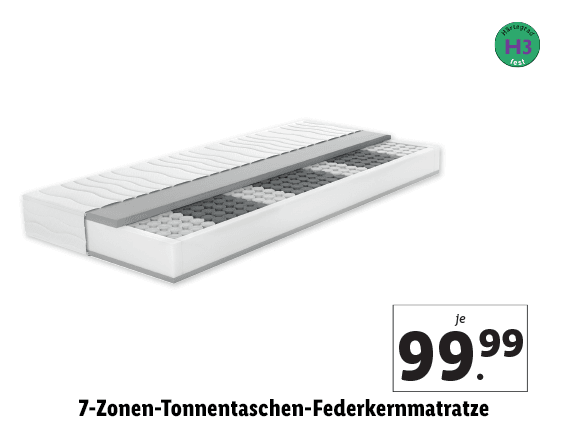 7-Zonen-Tonnentaschen-Federkernmatratze, H3 