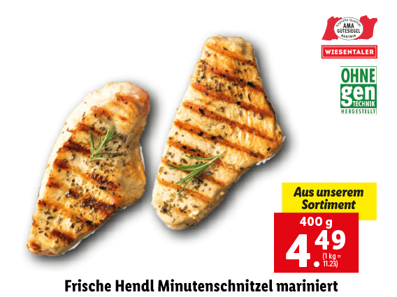 Frische Hendl Minutenschnitzel mariniert 