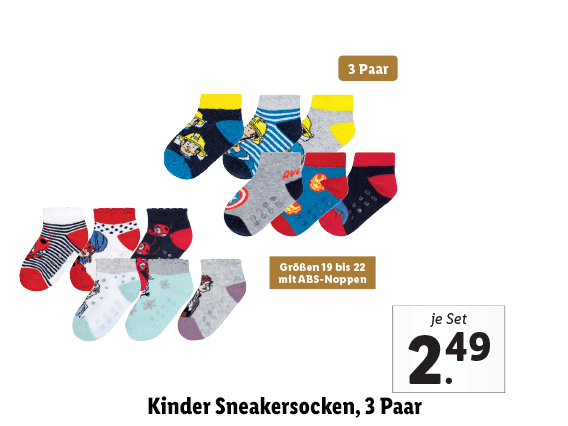 Kinder Sneakersocken, 3 Paar 
